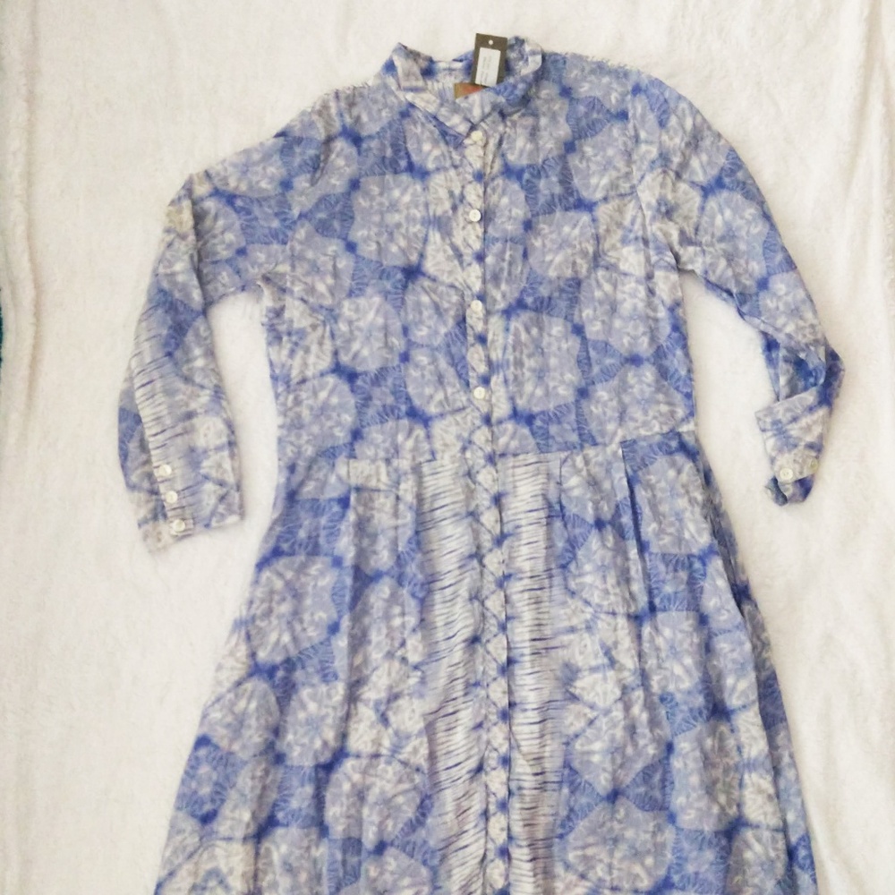 NWT Tulip Sloane Blue Tiedye Shirtdress